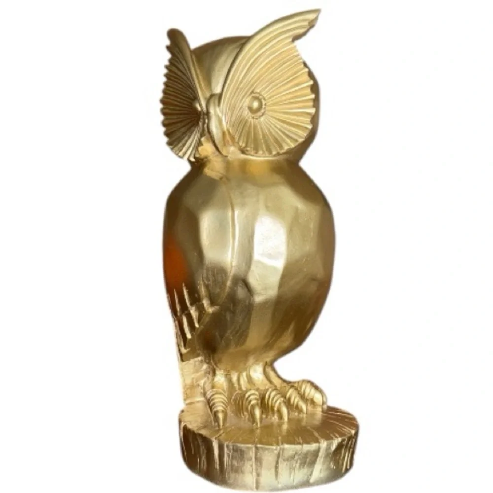 Gold Owl Resin Statue 13 inch Bird Figurine